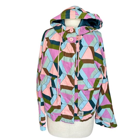 Lucy & Yak Multicolor Geometric Hooded Jacket - Picture 1 of 8